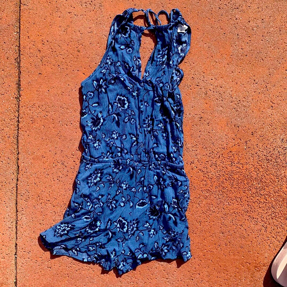 Blue floral romper